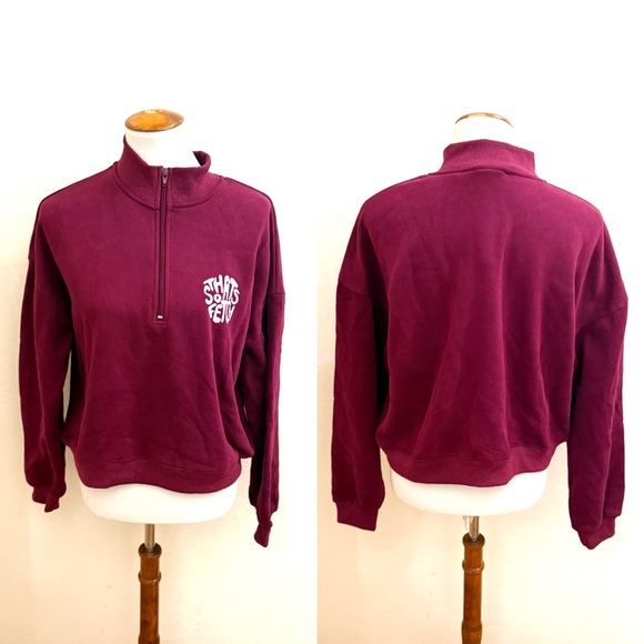 Beckham Half Zip Sweater - Burgundy - Picture 2 of 3